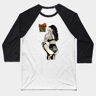 Zombie Pinup Divas : Raven Haired Undead Baseball T-Shirt